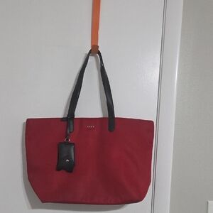 DKNY Scarlet Red Tote with Black Accents